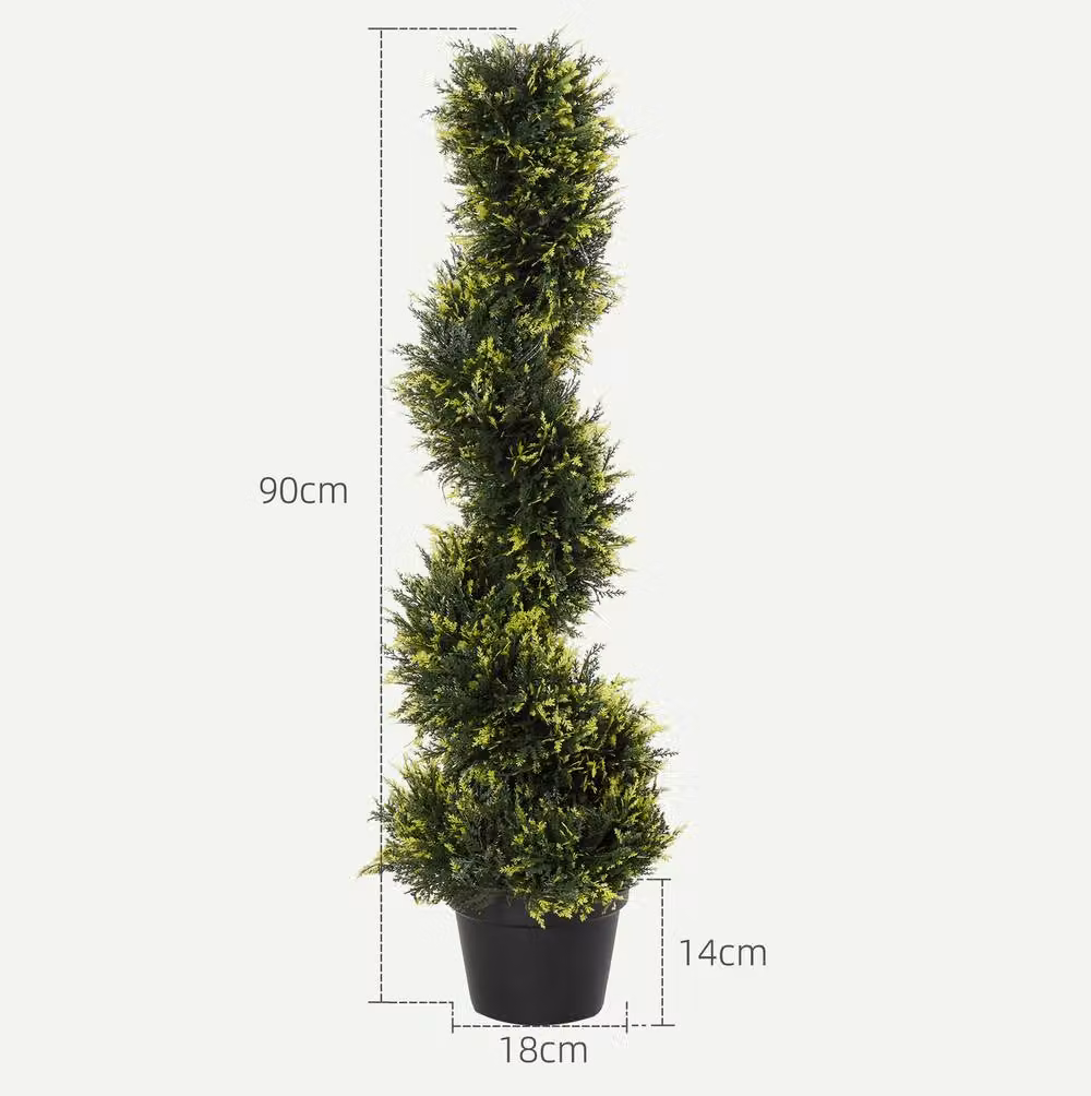 STILVORA Set of 2 Green Artificial Spiral Topiary Trees, Height: 90 cm – 4