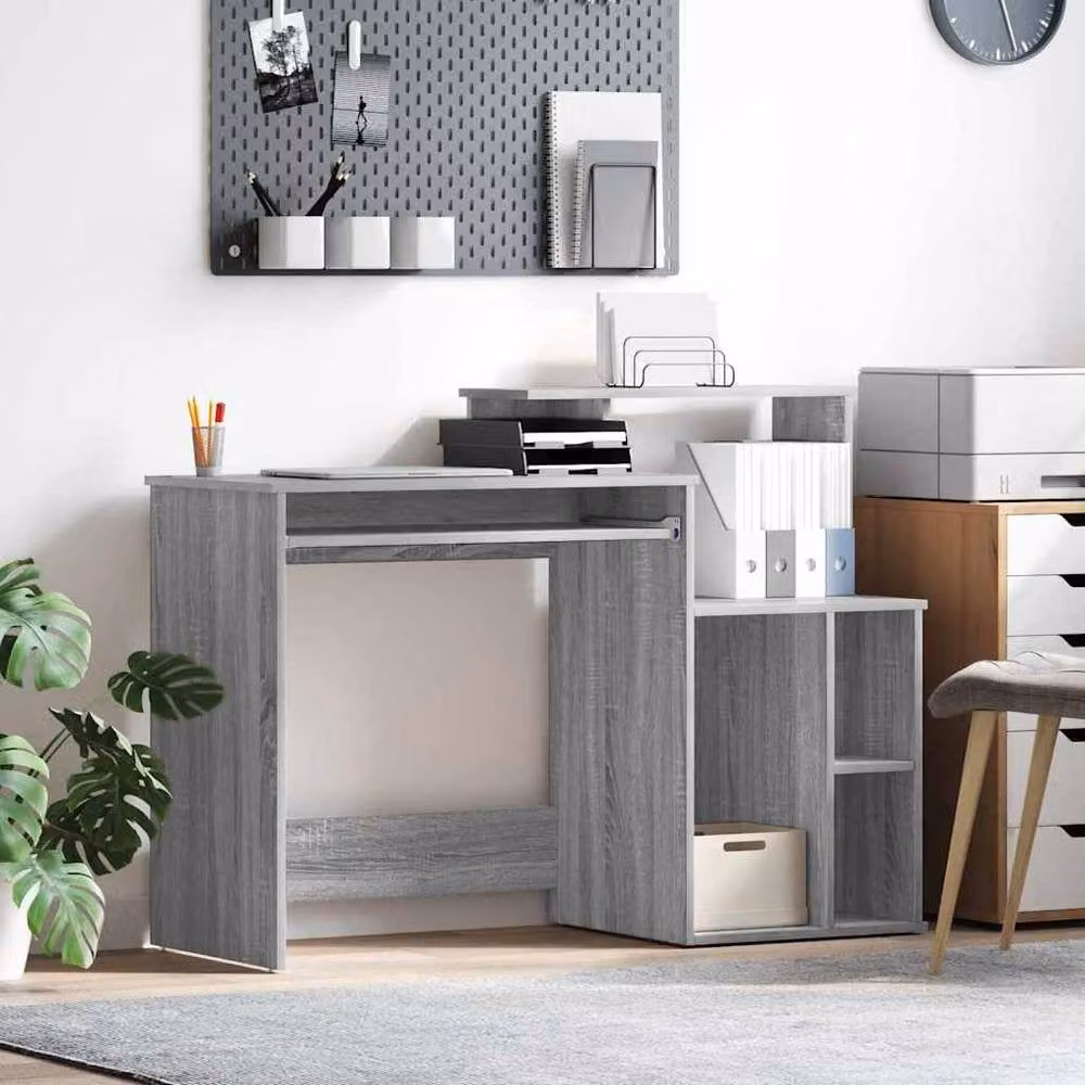Berkfield Home Writing Desk with Storage in Grey, W/D/H: 120.5 x 44 x 88.5 cm – 2