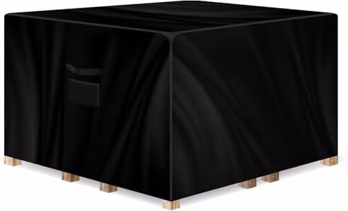 Gracious Gardens Waterproof Square Outdoor Patio Garden Furniture Cover in Black Oxford Fabric, W/D/H: 250 x 250 x 90 cm