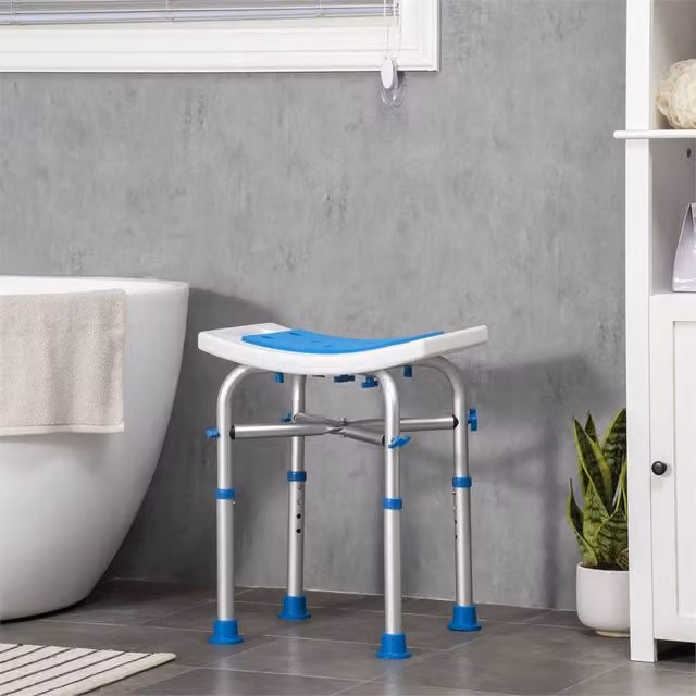 EONLION Adjustable Blue Shower Chair and Stool