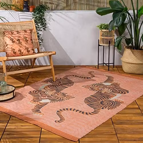 Riva Home Terrys Animal Print Outdoor Rug, Orange, W: 120 cm, D: 170 cm