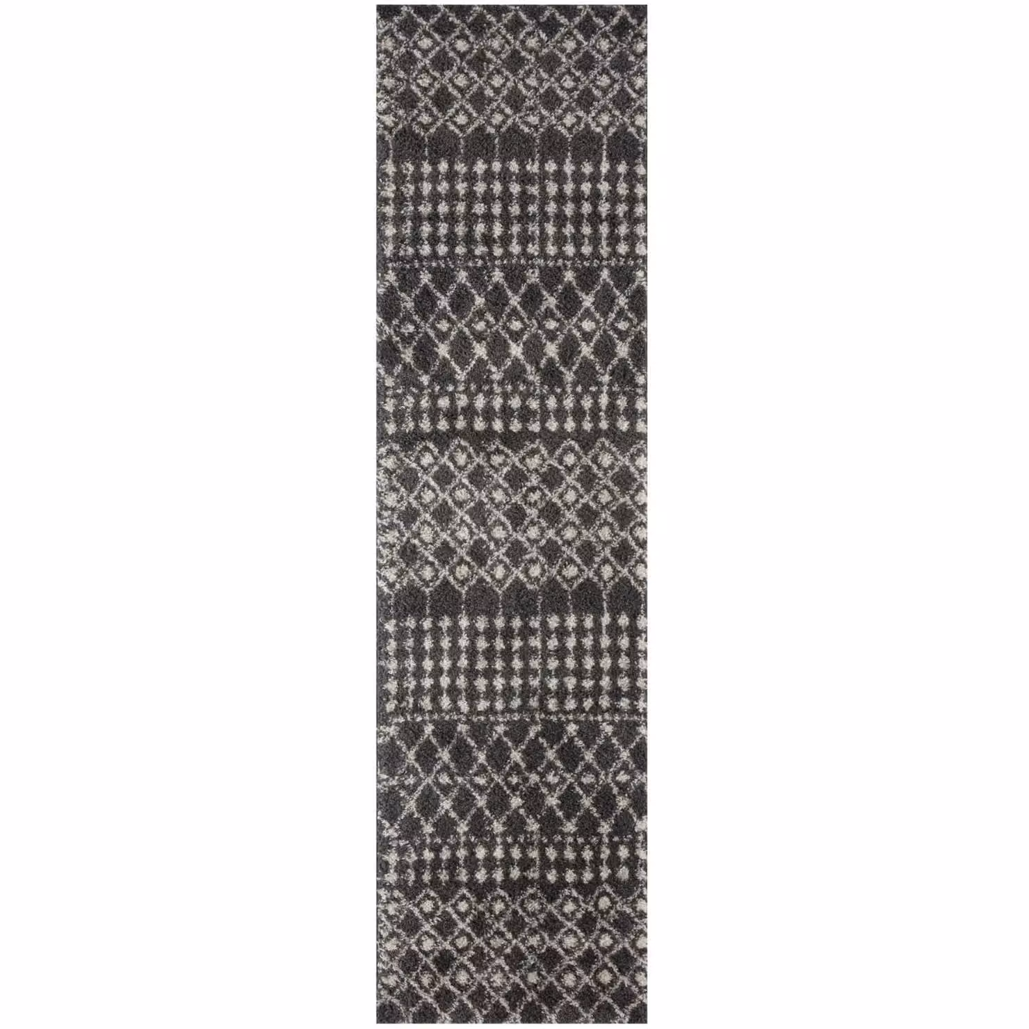THE RUGS Moroccan Soft High Pile Shaggy Tribal Rug, Dark Grey, W: 200 cm, D: 290 cm – 4