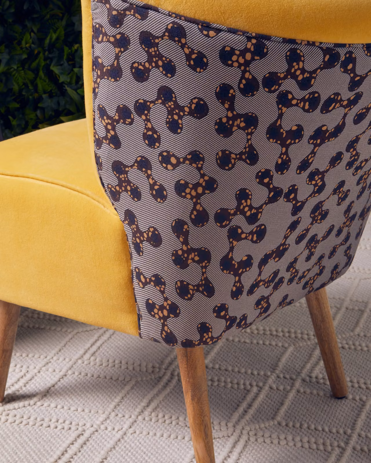 Fifty Five South Orsina Yellow Print Chair with Mango Wood Frame and Padded Fabric Cushion – 2