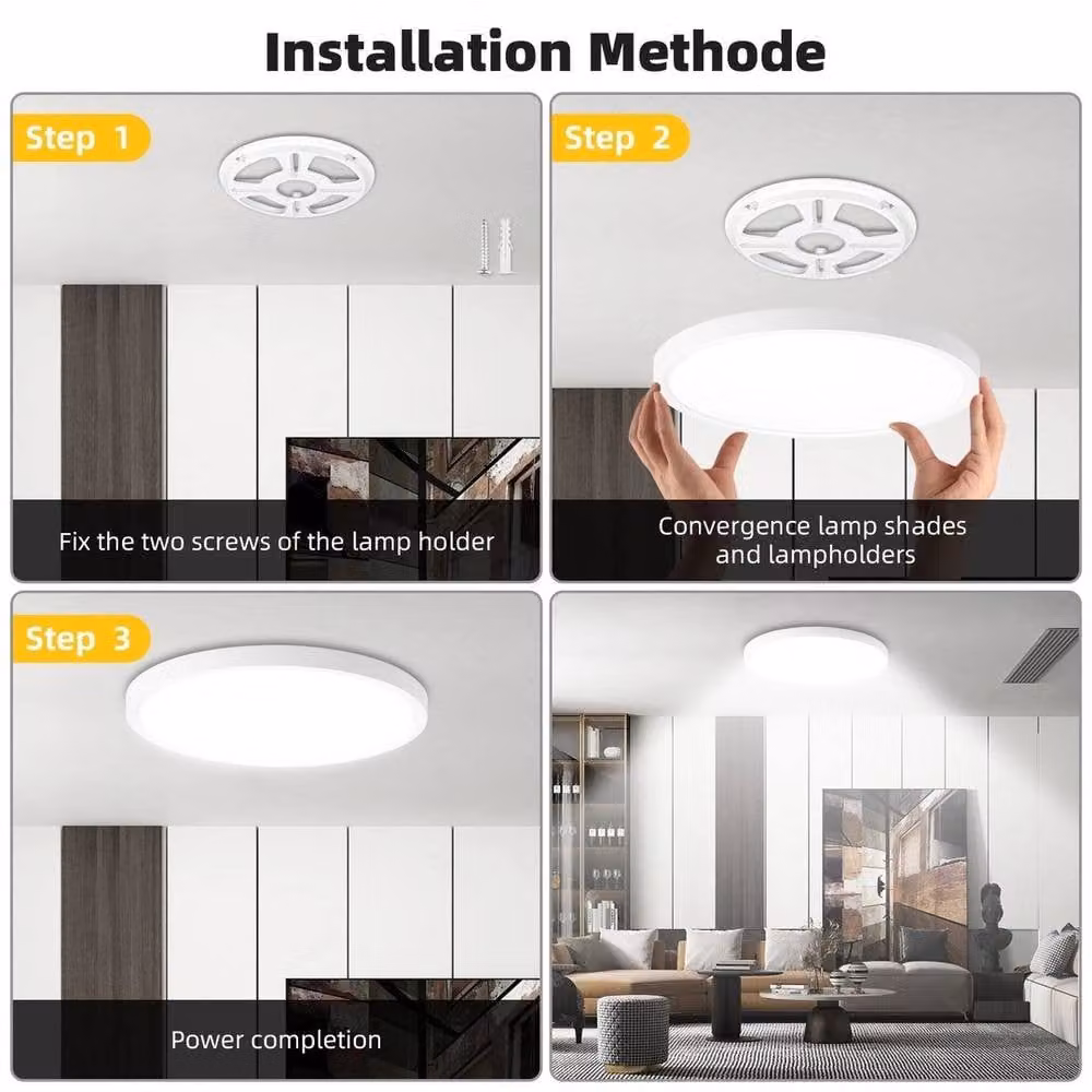 NESTLUNE 12W LED Round Flat Ceiling Light in White – 3