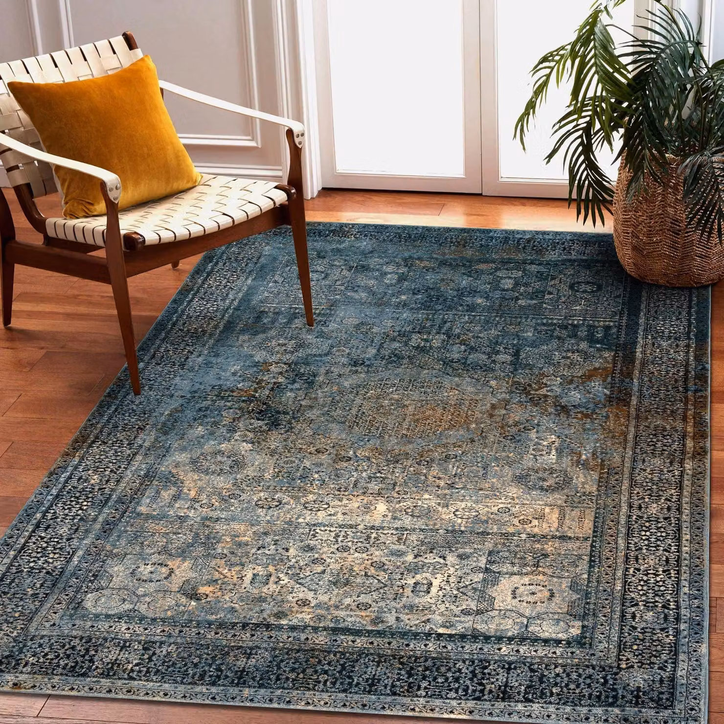 RugsX Wool Omega Abstract Retro Rug in Blue, W: 170 cm, D: 235 cm – 3