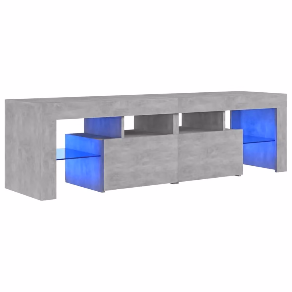 Berkfield Home Modern TV Cabinet with Integrated LED Lights in Concrete Grey, W: 140 cm, D: 36.5 cm, H: 40 cm – 2