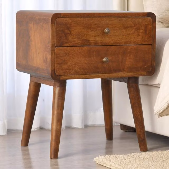 Artisan Furniture Mango Wood Scandinavian Bedside Table in Brown