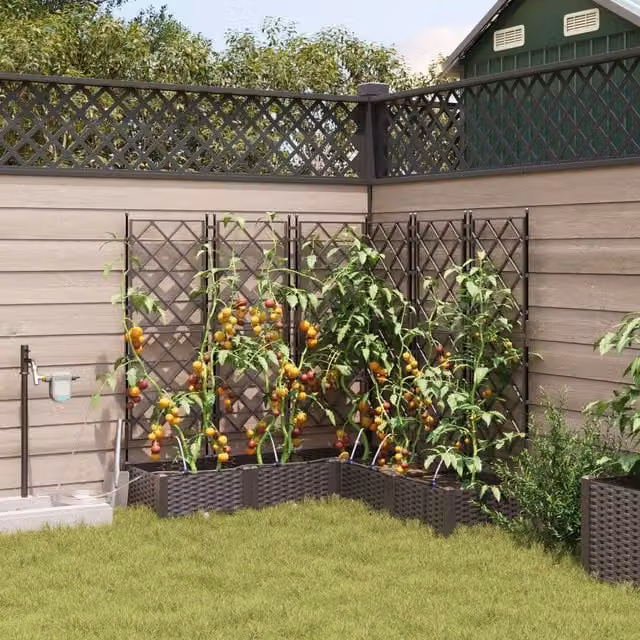 Berkfield Home Garden Planters with Water Irrigation System, 5 Piece Set, Brown – 1