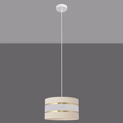 Netlighting Helam Cylindrical Pendant Ceiling Light in Beige, Gold and White, Diameter: 25 cm – 2