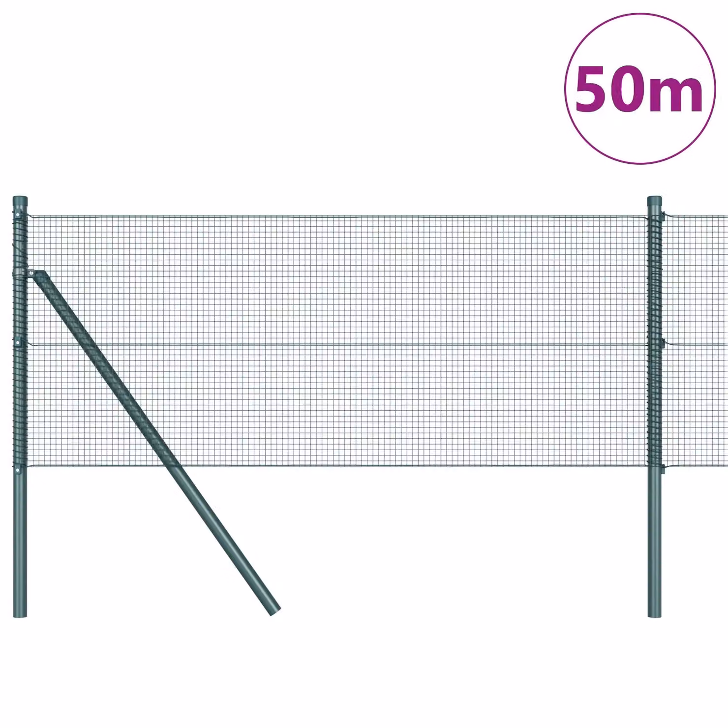 Berkfield Home Green Steel Welded Wire Fence with 13 Posts, 0.4 x 50 m – 2