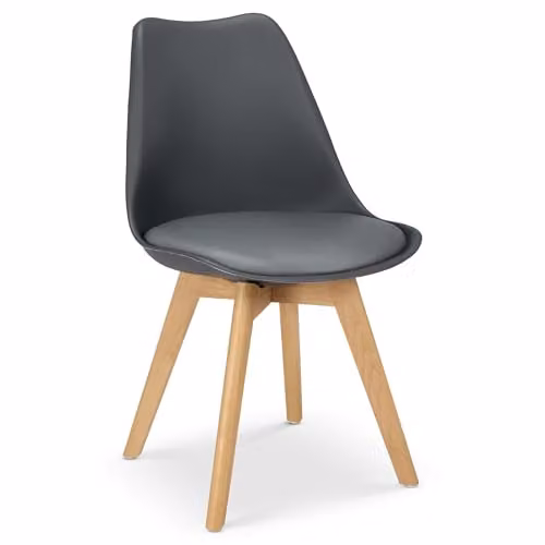 Bravich Rocco Modern Dining Chair with Grey Synthetic Leather Cushion and Beech Wood Legs