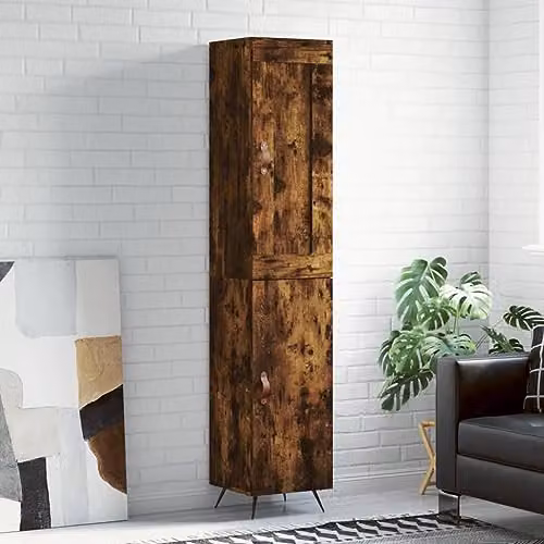 vidaXL Modern Highboard in Smoked Oak, W/D/H: 34.5 x 34.5 x 180 cm – 2