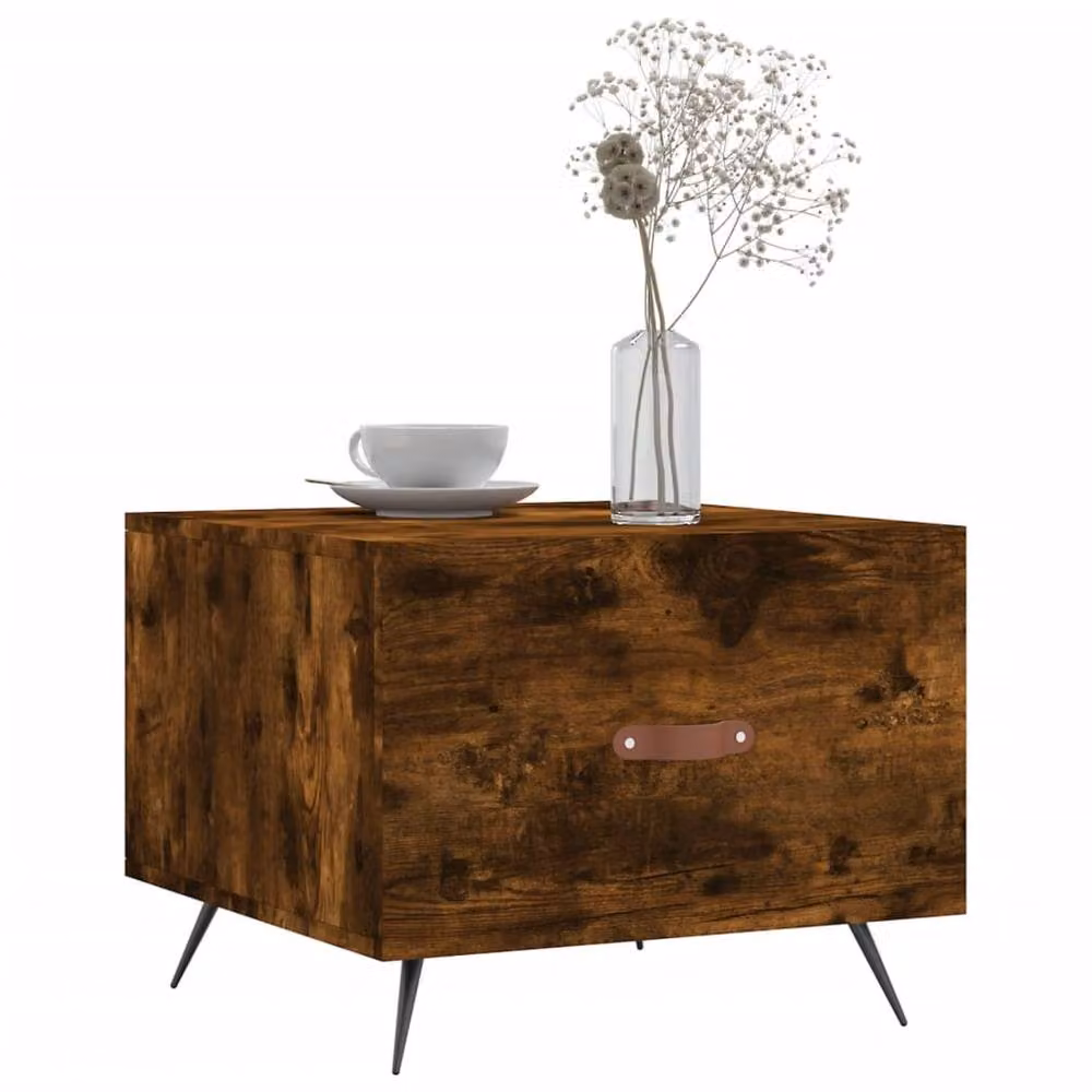 Berkfield Home Set of 2 Smoked Oak Coffee Tables in Brown, W/D/H: 50 x 50 x 40 cm – 3