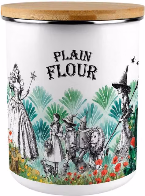 Purely Home Wizard of Oz Enamel Plain Flour Canister, 2.7 l, White – 2