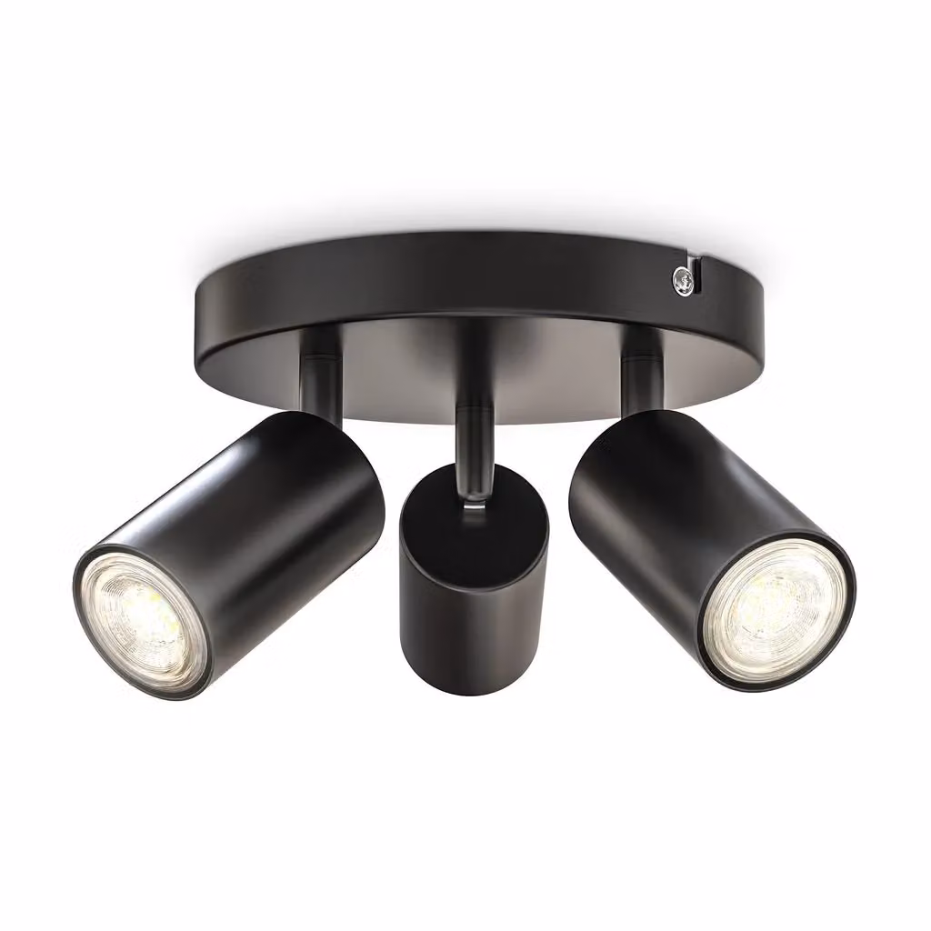 B.K.Licht Black Metal Ceiling Spotlight with 3 Adjustable GU10 Sockets – 9