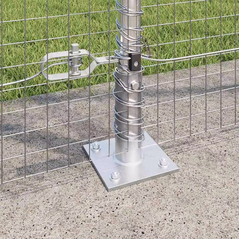 Berkfield Home Set of 2 Round Galvanised Steel Fence Posts in Grey – 2
