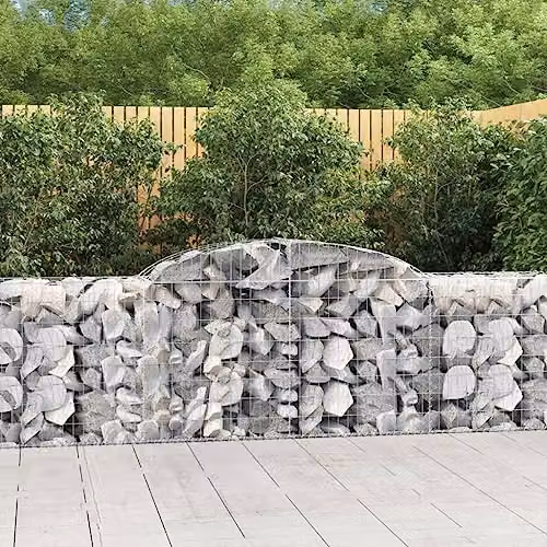 vidaXL Arched Gabion Basket in Silver Galvanised Steel, W: 300 cm, D: 50 cm, H: 80-100 cm – 2