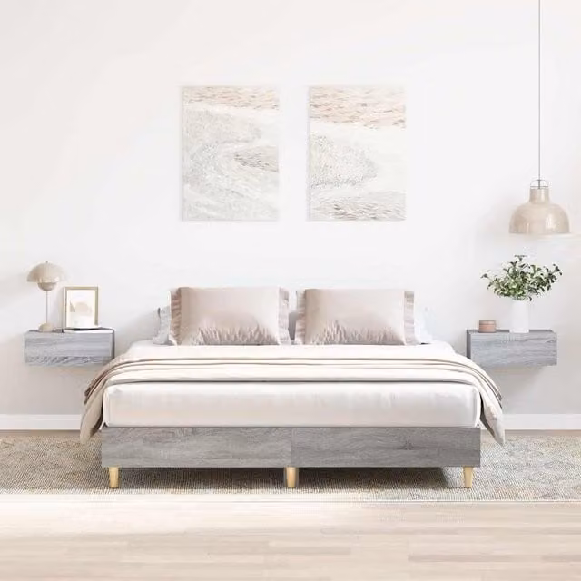 Berkfield Home Sonoma King Size Bed Frame in Grey Engineered Wood W/D/H: 150 x 200 cm