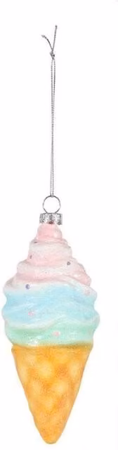 KDMD Multicolour Ice Cream Cone Glass Hanging Pendant Decoration, 2 Pack, Height: 14 cm