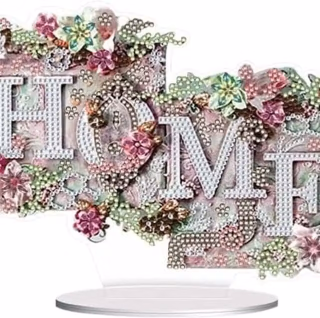 Syntego Pink Home Floral Tabletop Diamond Painting Kit for Adults, Multicolour
