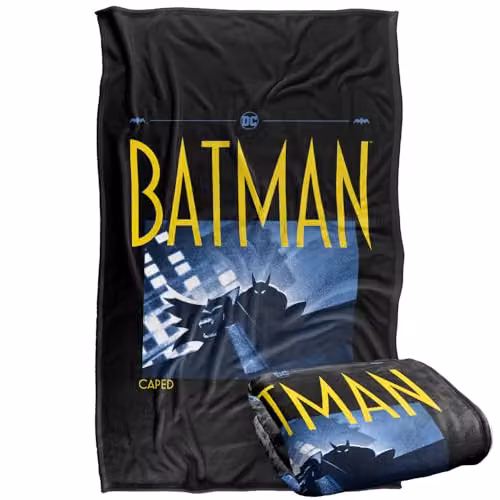 Warner Bros. Batman Caped Crusader Shadow Block Super Soft Fleece Throw Blanket, Multicolour, W: 91.44 cm x D: 147 cm
