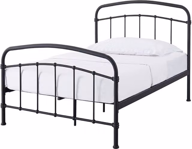 LPD Home Halston Industrial Metal Frame Bed in Black, W/D/H: 90 x 190 cm