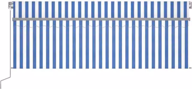 Berkfield Home Manual Retractable Awning with Blind and LED, Blue and White Striped, W: 400 cm, D: 300 cm