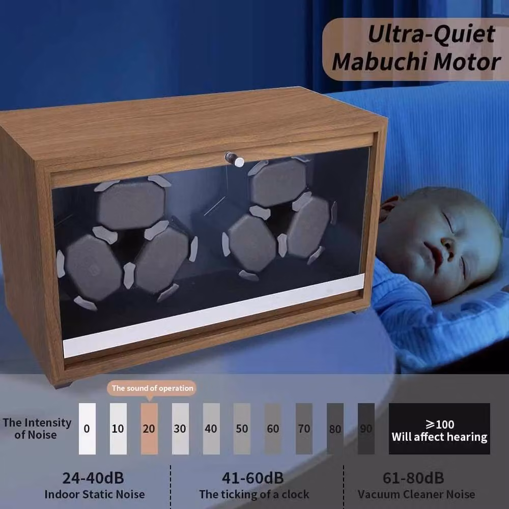 Spetlek 6 Slot Anti-Magnetic Silent LED Automatic Watch Winder in Brown – 3