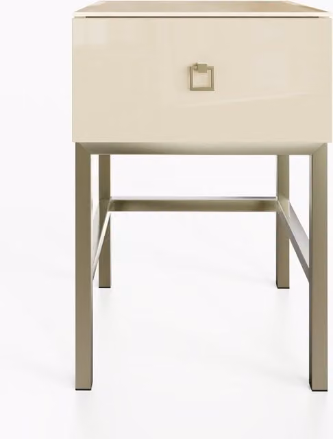 Frank Olsen Lyra Side Table in Alabaster with Glossy Glass Top