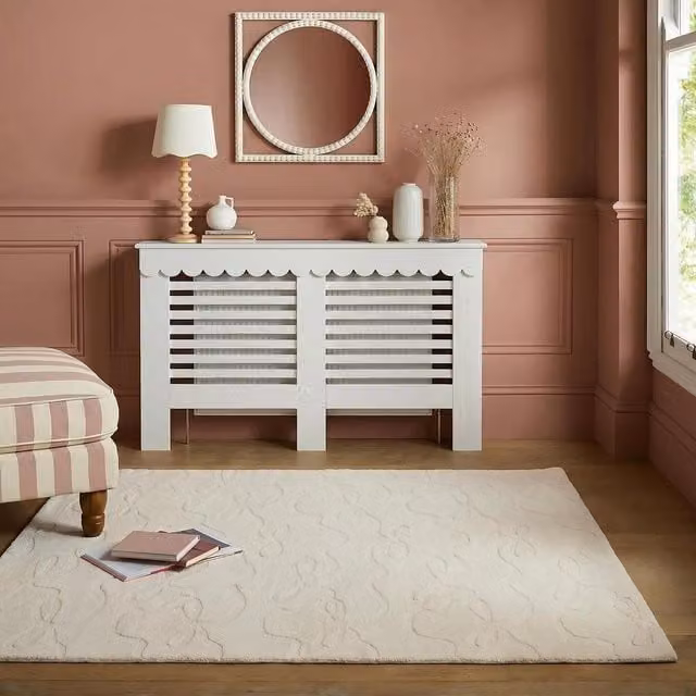 OHS Hand-Tufted Modern Rectangular Decorative Bows Rug in White and Brown