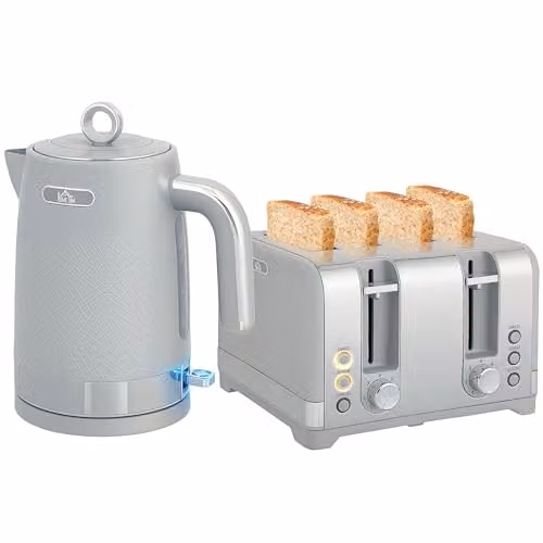 HOMCOM Kettle and Toaster Set in Grey