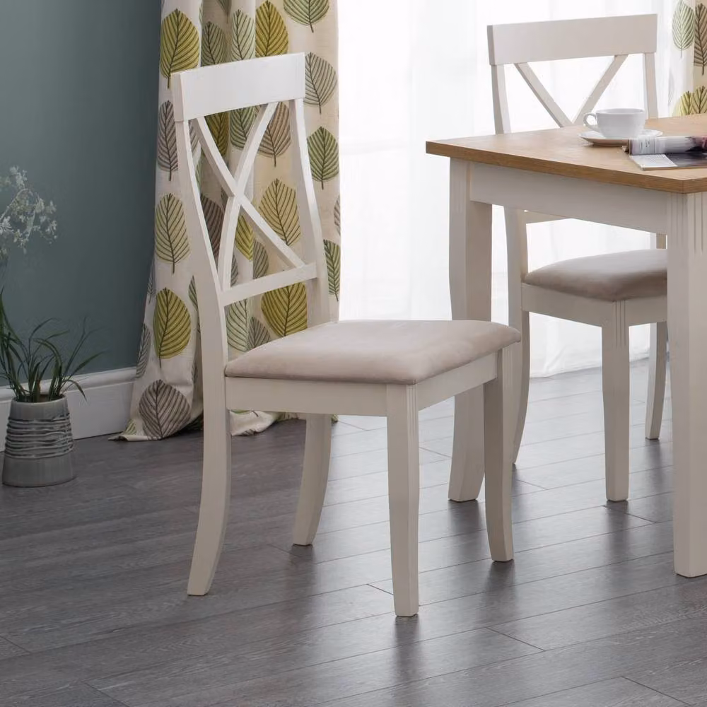 Cheshire Bromley Elegant Dining Chairs - Set of 2 in Beige and White Fabric – 2