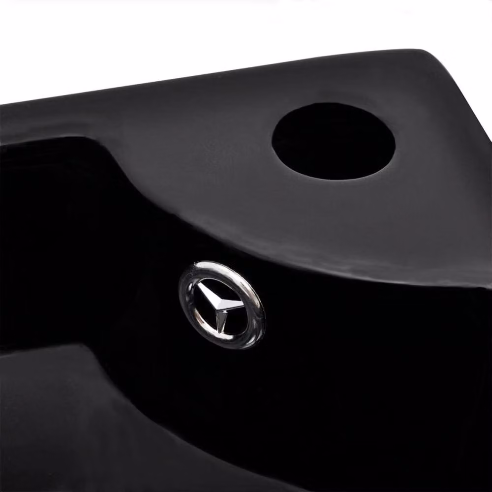 Berkfield Home Black Ceramic Corner Wash Basin with Overflow W/D/H: 45 x 32 x 12.5 cm – 4