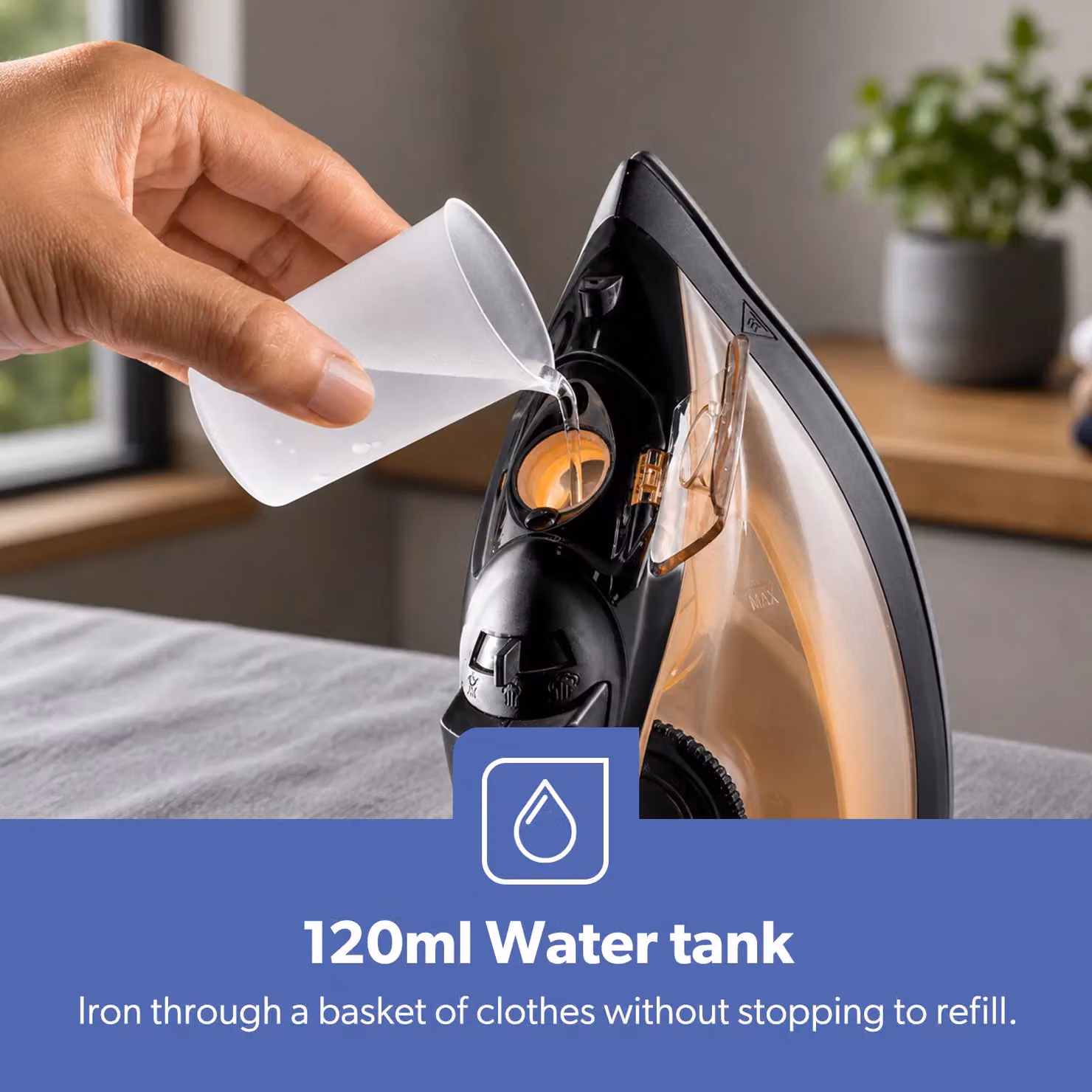 Geepas 1800W Steam Iron with Non-Stick Soleplate and Vertical Steam in Orange – 4