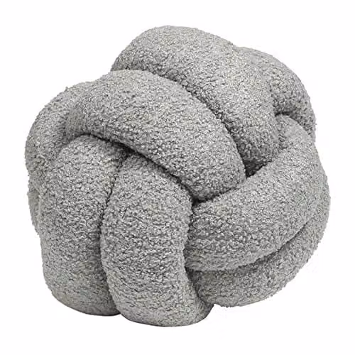 Furn Boucle Knot Fleece Square Cushion in Silver, W/D/H: 30 x 30 x 30 cm