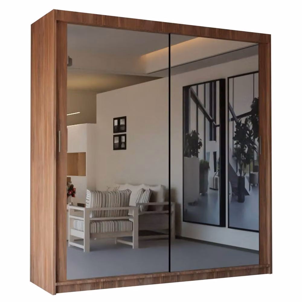 Sliding Wardrobes 4U Modern Double Sliding Door Wardrobe in Walnut, W: 150 cm, H: 217 cm – 2