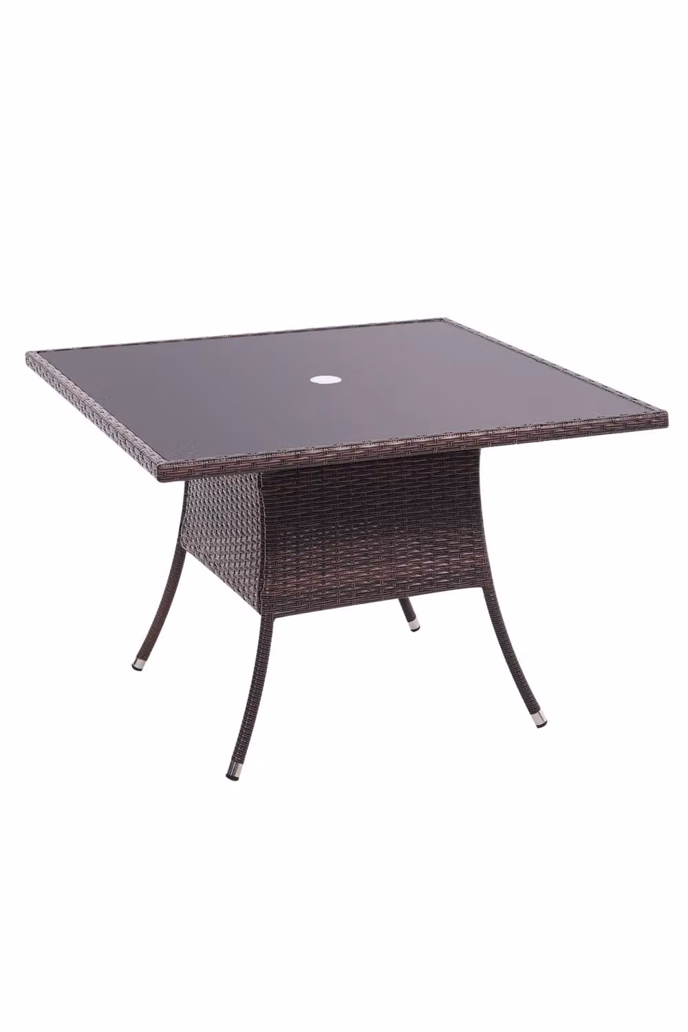 Living and Home Square Wicker Garden Dining Table with Parasol Hole in Brown – 2