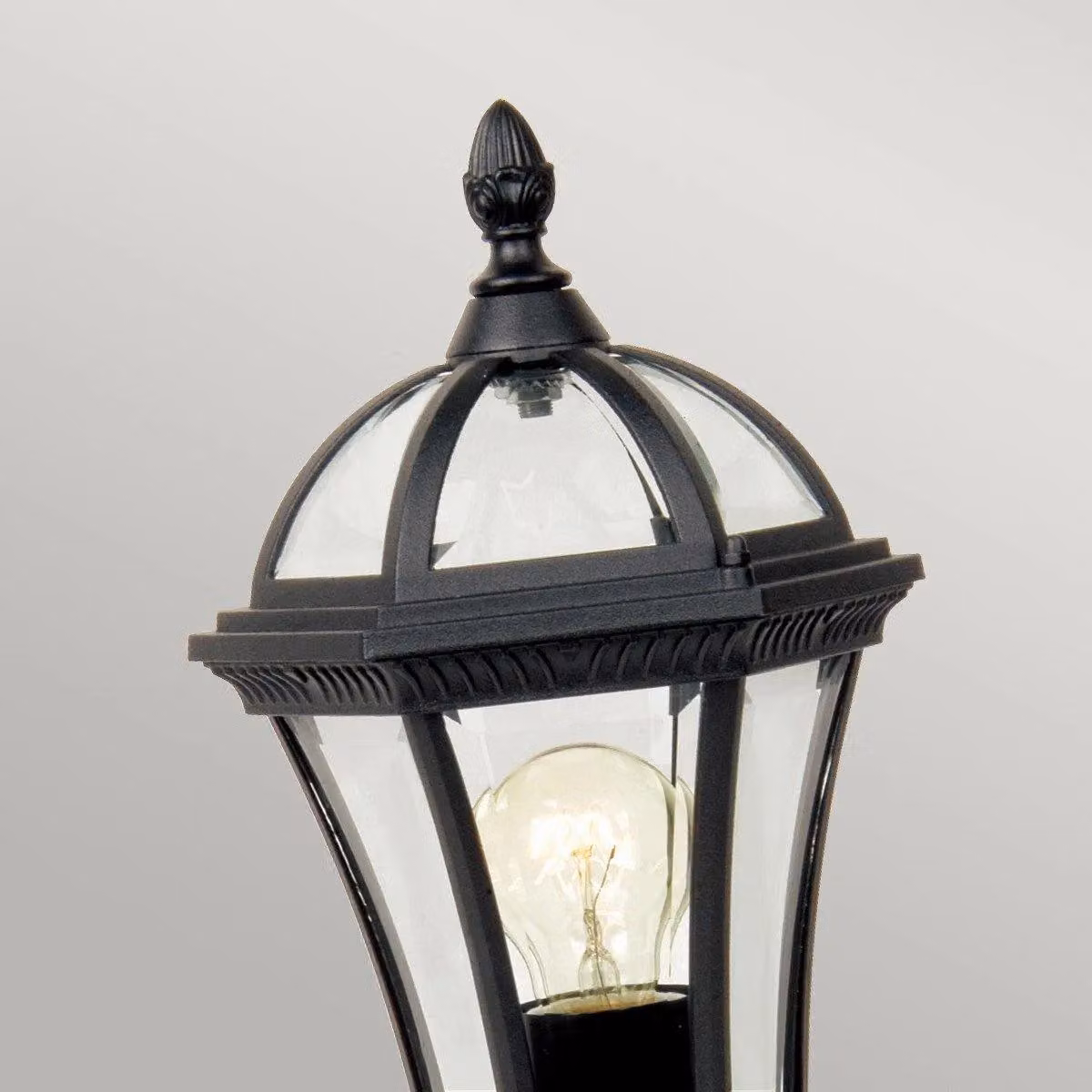 Netlighting Ledbury Black Outdoor Pedestal Lantern with Transparent Glass, IP44, E27 – 2