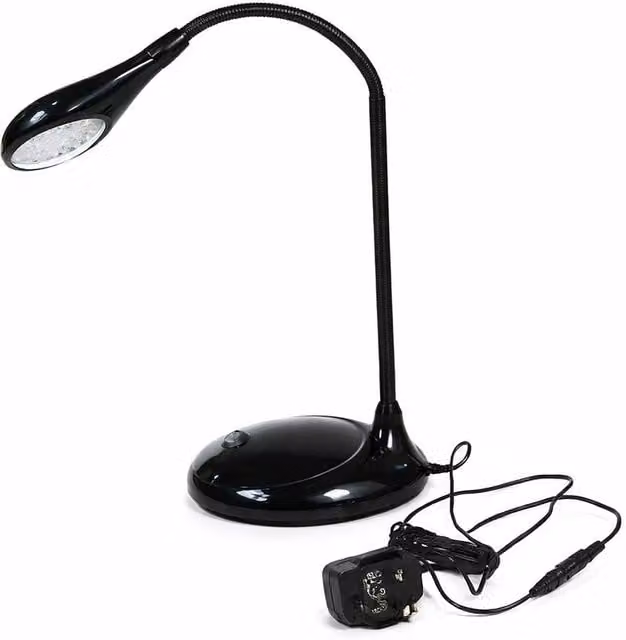 Simpa Black Modern LED Bedside Reading Lamp with 21 Bulbs