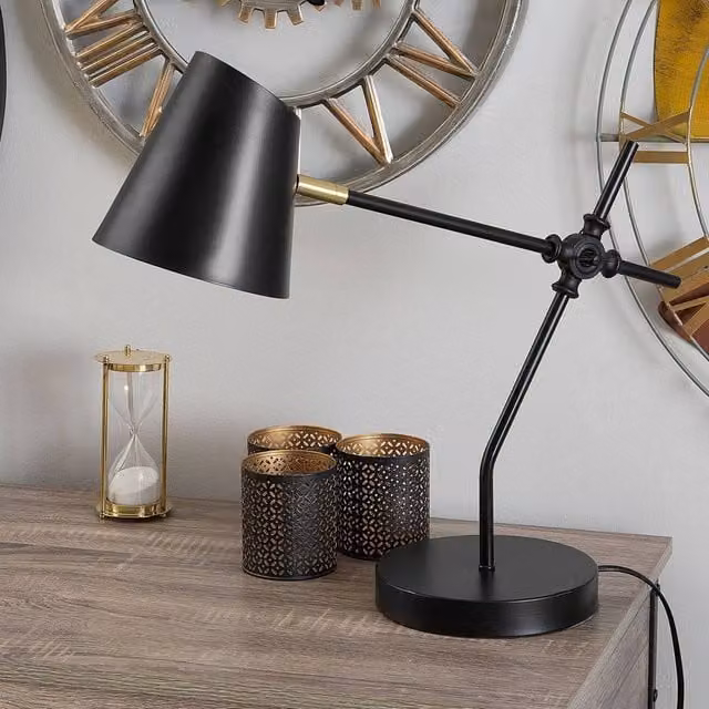 Wyld and Coco Black Metal Adjustable Crane-Arm Desk Lamp – 1