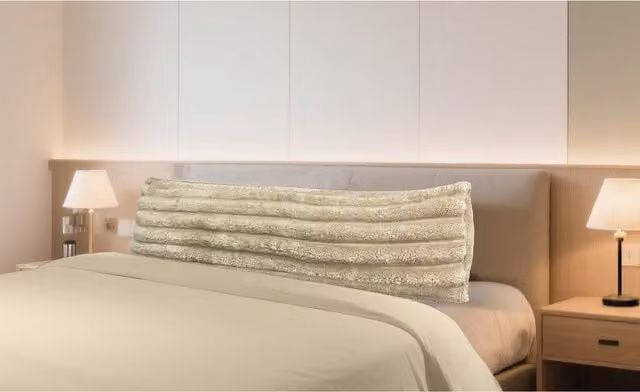Velosso Plush Supersoft Jumbo Cord Ribbed Rectangular Bolster Pillow for Adults, Beige