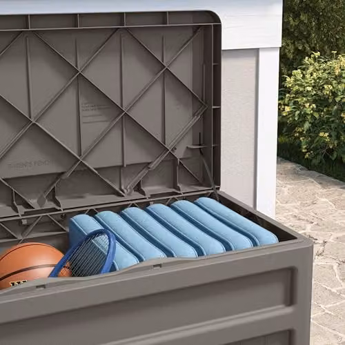 Rowlinson Suncast Dakota 276L Garden Storage Box in Stone Grey, W117 x D60 x H65 cm – 4