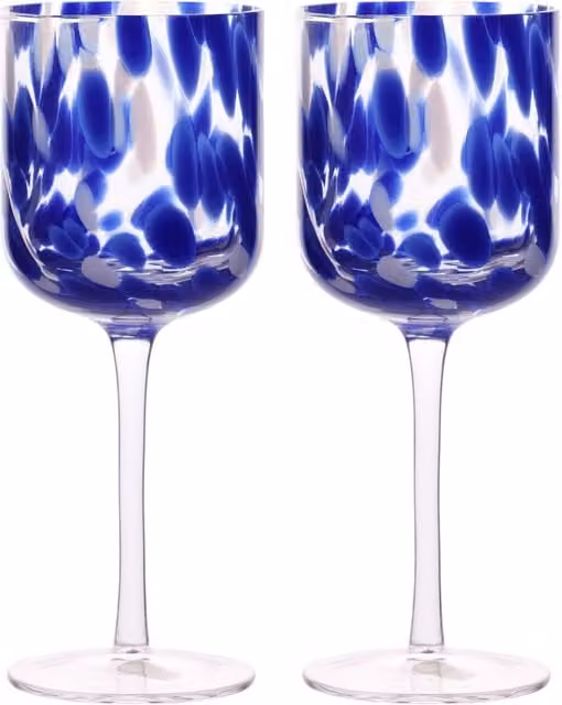 Hestia Blue and White Tortoise Shell Wine Glass Set of 2