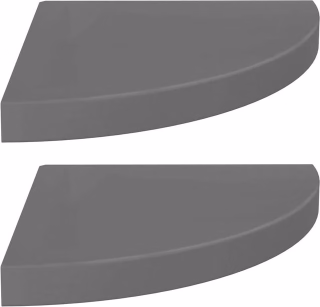 Berkfield Home Set of 2 High Gloss Grey Floating Corner Shelves, W/D/H: 35 x 35 x 3.8 cm – 1