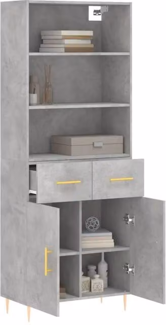 Berkfield Home Highboard in Concrete Grey, W/D/H: 69.5 x 34 x 180 cm – 1