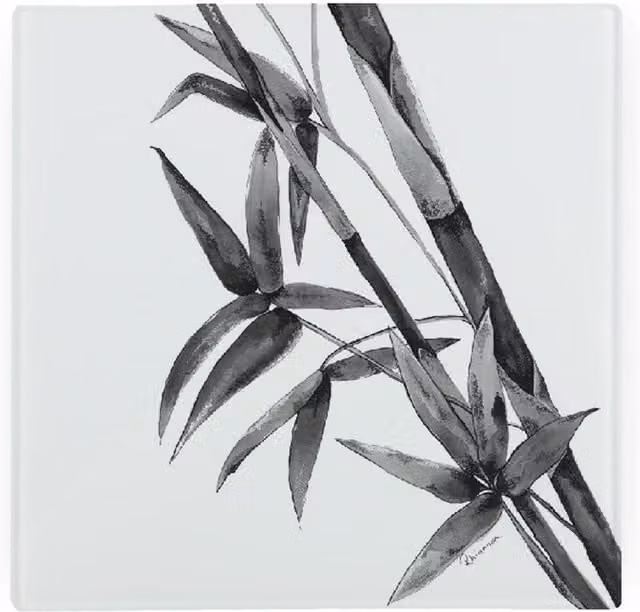 Purely Home Black Bamboo and Glass Non-Slip Heat Resistant Hot Pot Stand
