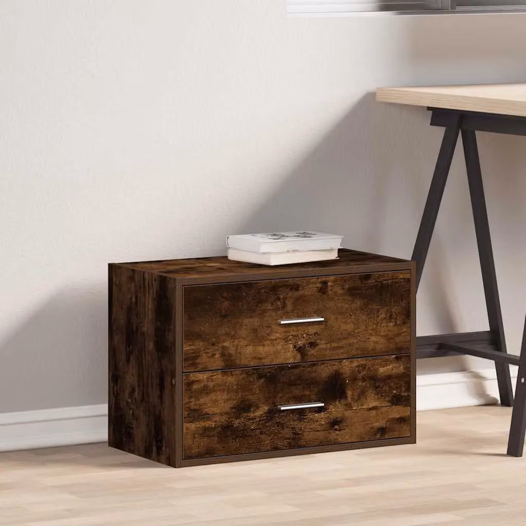 Berkfield Home Cabinet with 2 Drawers in Smoked Oak Brown, W/D/H: 60 x 31 x 40 cm – 2
