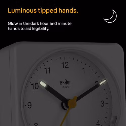 Braun Classic Analogue Alarm Clock with Snooze and Light in White – 2