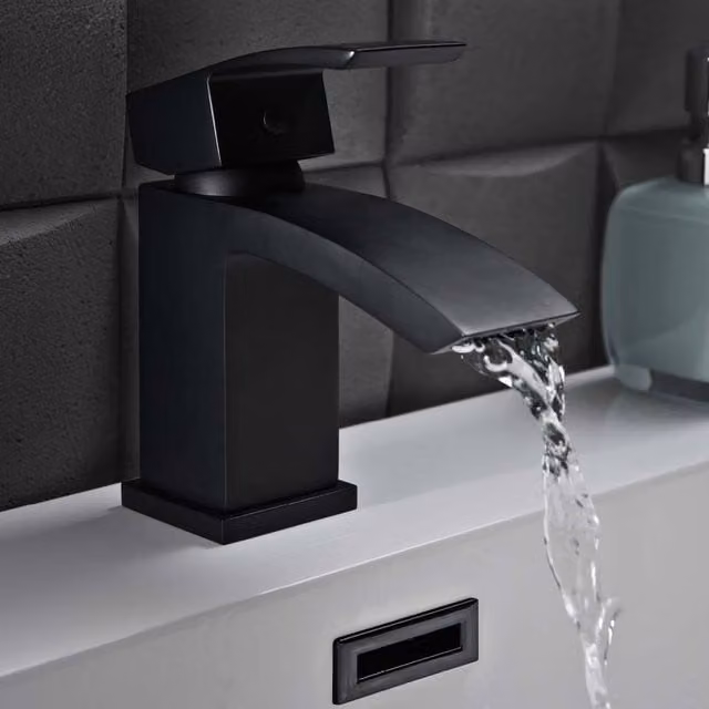Bathroom Kingdom Descent Matt Black Modern Single Lever Countertop Basin Mixer Tap