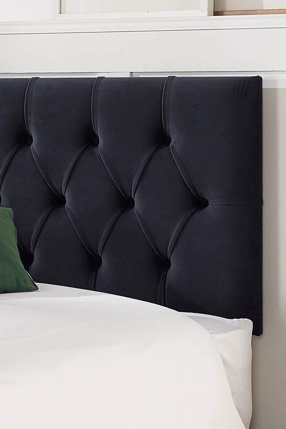 Aspire Olivier Divan Bed in Black Velvet Fabric, Super King, W: 200 cm x D: 200 cm – 2